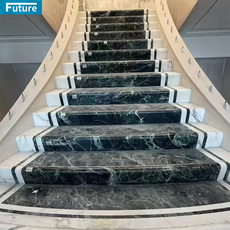Luxury Style White Marble with Black Veins TIles for Interior Villa Luxury Apartment Mansions Hotel Castle Decroation Staircase Projects