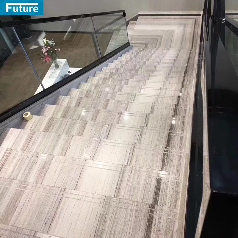 Luxury Style White Marble with Black Veins TIles for Interior Villa Luxury Apartment Mansions Hotel Castle Decroation Staircase Projects