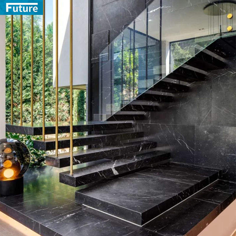Luxury Style White Marble with Black Veins TIles for Interior Villa Luxury Apartment Mansions Hotel Castle Decroation Staircase Projects