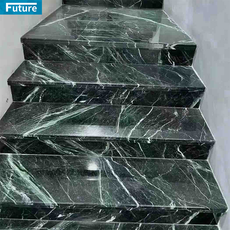 Luxury Verde Green Marble Staircase TIles for Interior Villa Luxury Apartment Mansions Hotel Castle Decroation Projects