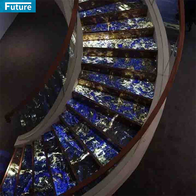 Luxury Style Sapphire Blue Marble TIles for Interior Villa Luxury Apartment Mansions Hotel Castle Decroation Staircase Projects