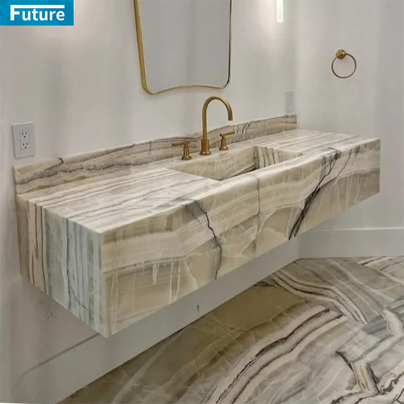 Customize Size Calacatta Red Marble Bathroom Vanity with Wash Basin Sink Two for Hotel Villa Shopping Mall Luxury Aapartment Bathroom