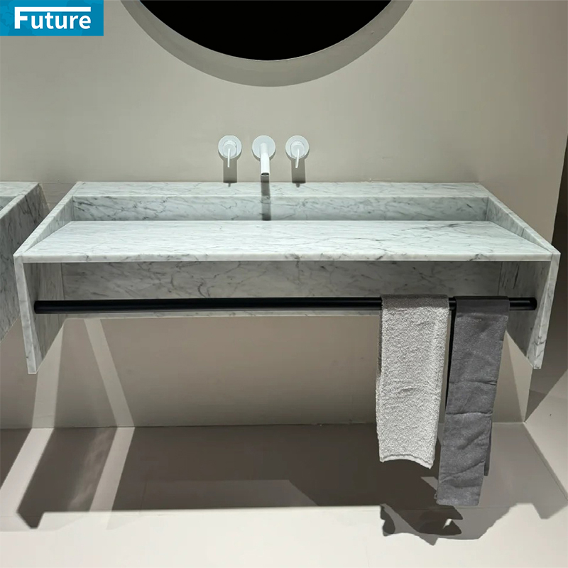 Customize Size Calacatta Red Marble Bathroom Vanity with Wash Basin Sink Two for Hotel Villa Shopping Mall Luxury Aapartment Bathroom