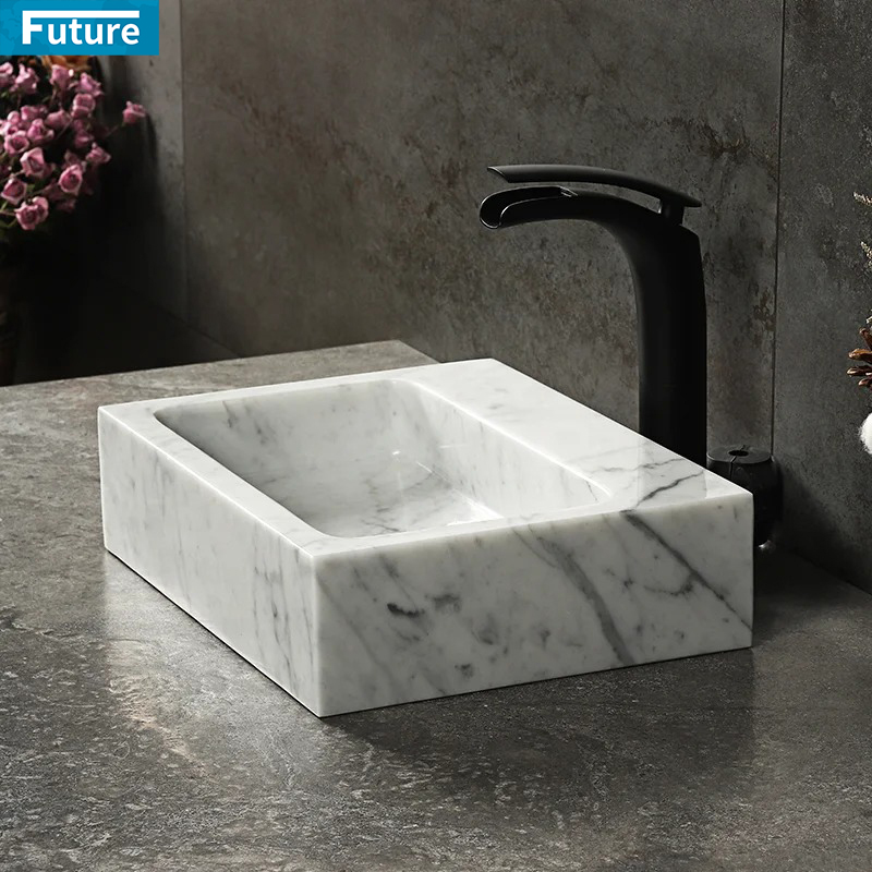 Customize Size Luxury Style Natural Black Marble Stone Wash Basin Sink for Hotel Villa Mansions Shopping Mall Luxury Aapartment Bathroom