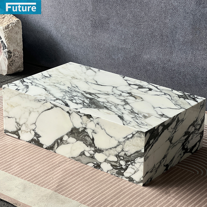 Luxury Arabescato White Marble Coffee Table