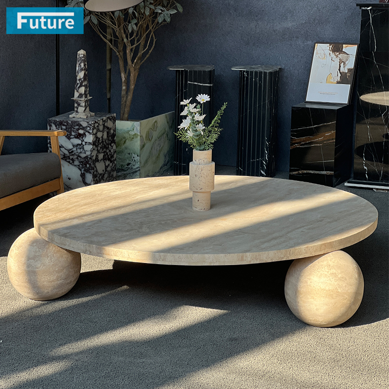 Beige Travertine Coffee Table