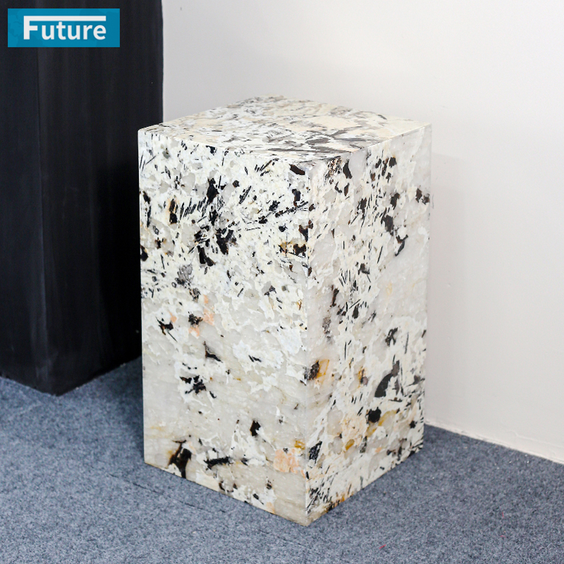 Low Plinth Luxury Natural Stone Pandora Marble Side Table for Villa Hotel Mansions Living Room