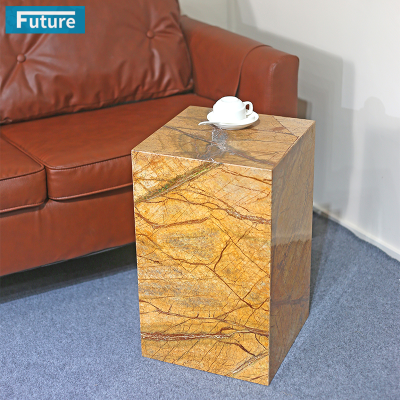 Customiz Size Low Plinth Luxury Natural Stone Forest Brown Marble Side Table Tea Table End Table for Villa Hotel Mansions Living Room Furniture