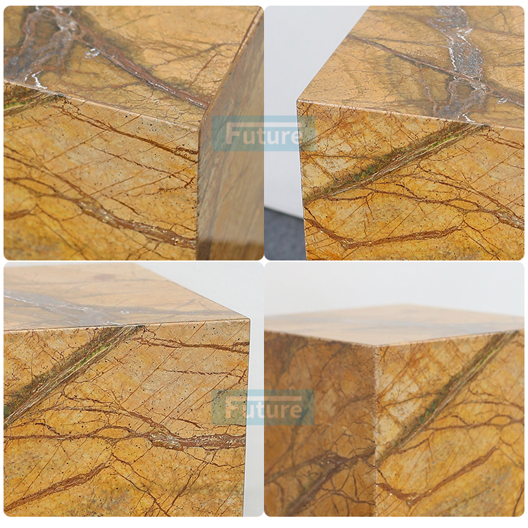 Customiz Size Low Plinth Luxury Natural Stone Forest Brown Marble Side Table Tea Table End Table for Villa Hotel Mansions Living Room Furniture