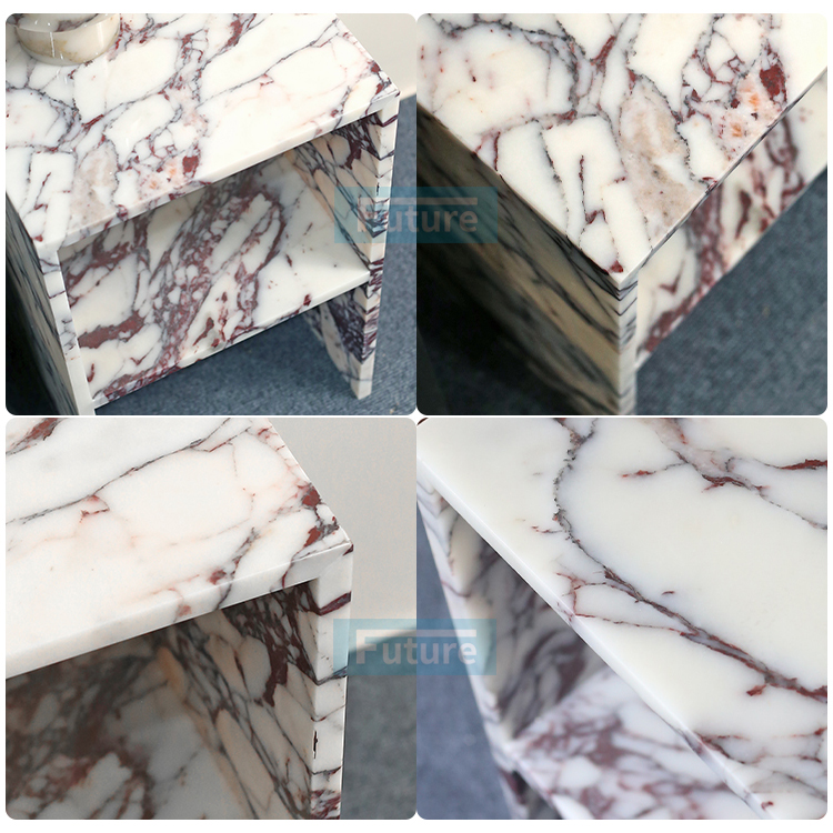 Customiz Size Low Plinth Luxury Natural Stone Calacatta Viola Violet Marble Side Table Tea Table End Table for Villa Hotel Mansions Living Room Furniture