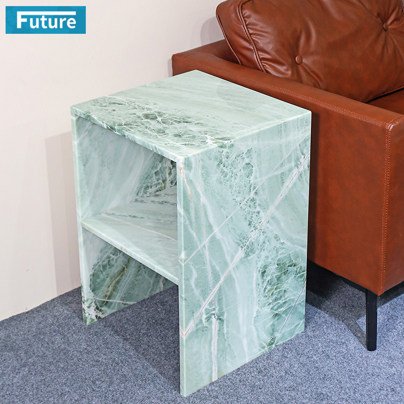 Hollow Design Customiz Size Low Plinth Luxury Natural Stone Sky Blue Marble Side Table Tea Table End Table for Villa Hotel Mansions Living Room Furniture