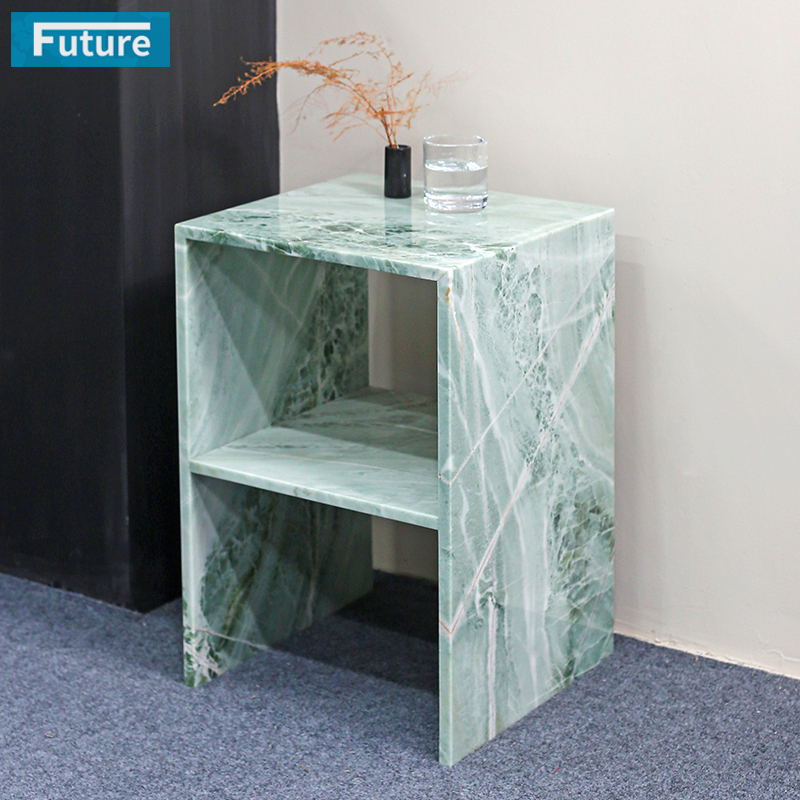 Hollow Design Customiz Size Low Plinth Luxury Natural Stone Sky Blue Marble Side Table Tea Table End Table for Villa Hotel Mansions Living Room Furniture