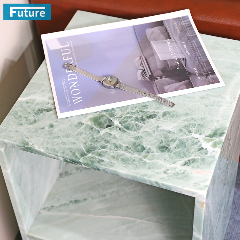 Hollow Design Customiz Size Low Plinth Luxury Natural Stone Sky Blue Marble Side Table Tea Table End Table for Villa Hotel Mansions Living Room Furniture