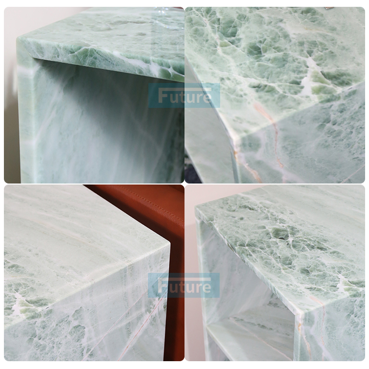 Hollow Design Customiz Size Low Plinth Luxury Natural Stone Sky Blue Marble Side Table Tea Table End Table for Villa Hotel Mansions Living Room Furniture