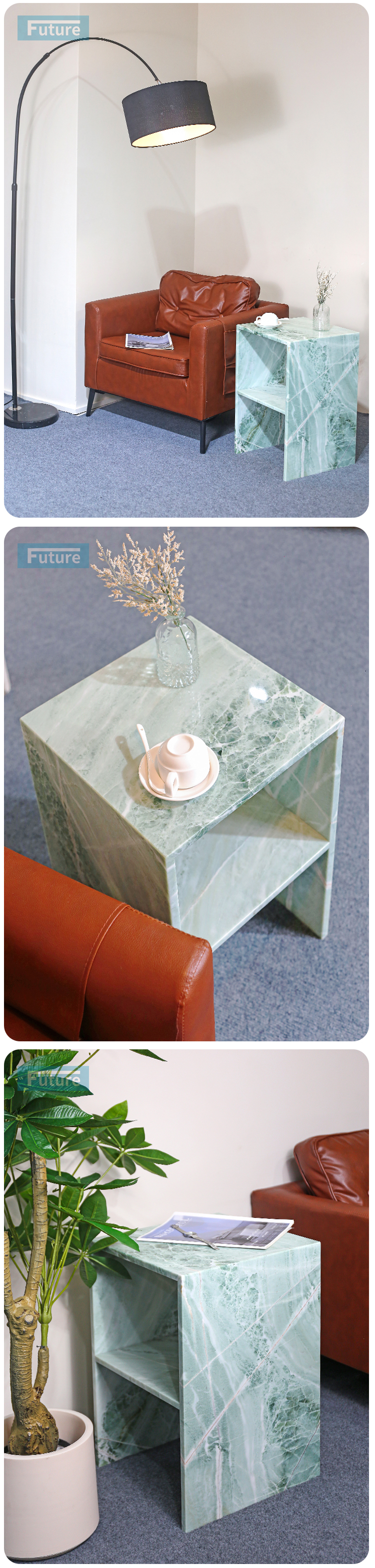 Hollow Design Customiz Size Low Plinth Luxury Natural Stone Sky Blue Marble Side Table Tea Table End Table for Villa Hotel Mansions Living Room Furniture