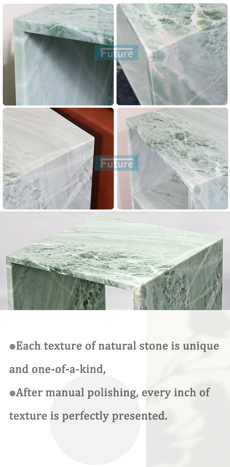 Hollow Design Customiz Size Low Plinth Luxury Natural Stone Sky Blue Marble Side Table Tea Table End Table for Villa Hotel Mansions Living Room Furniture