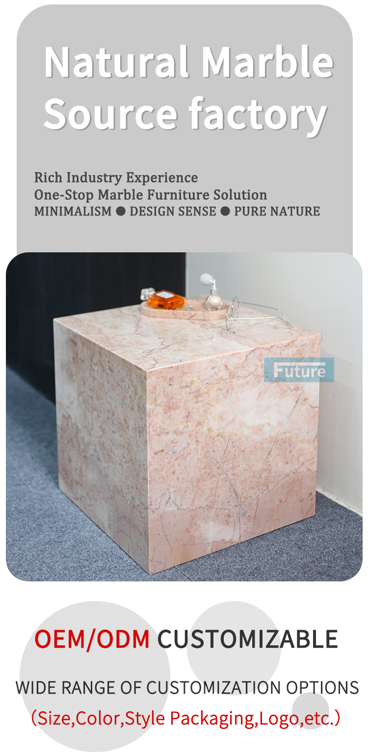 Cream Pink Rose Marble Side Table Cream Pink Rose Marble Side Table