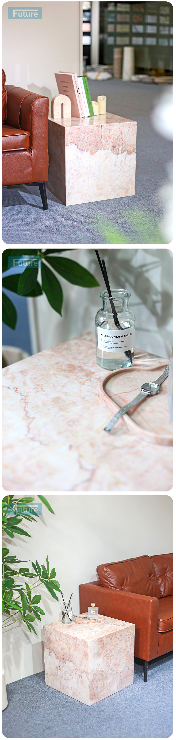 Square Shape Customiz Size Low Plinth Luxury Natural Stone Cream Pink Rose Marble Side Table Tea Table End Table for Villa Hotel Mansions Living Room Furniture Square Shape Customiz Size Low Plinth Luxury Natural Stone Cream Pink Rose Marble Side Table Tea Table End Table for Villa Hotel Mansions Living Room Furniture