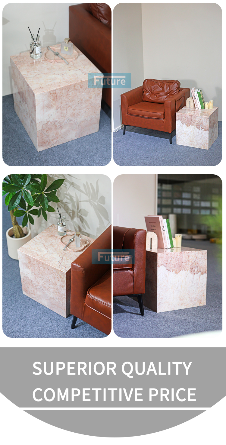 Square Shape Customiz Size Low Plinth Luxury Natural Stone Cream Pink Rose Marble Side Table Tea Table End Table for Villa Hotel Mansions Living Room Furniture Square Shape Customiz Size Low Plinth Luxury Natural Stone Cream Pink Rose Marble Side Table Tea Table End Table for Villa Hotel Mansions Living Room Furniture