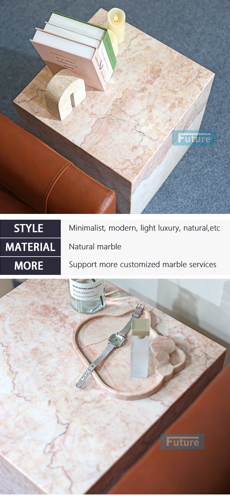 Square Shape Customiz Size Low Plinth Luxury Natural Stone Cream Pink Rose Marble Side Table Tea Table End Table for Villa Hotel Mansions Living Room Furniture Square Shape Customiz Size Low Plinth Luxury Natural Stone Cream Pink Rose Marble Side Table Tea Table End Table for Villa Hotel Mansions Living Room Furniture