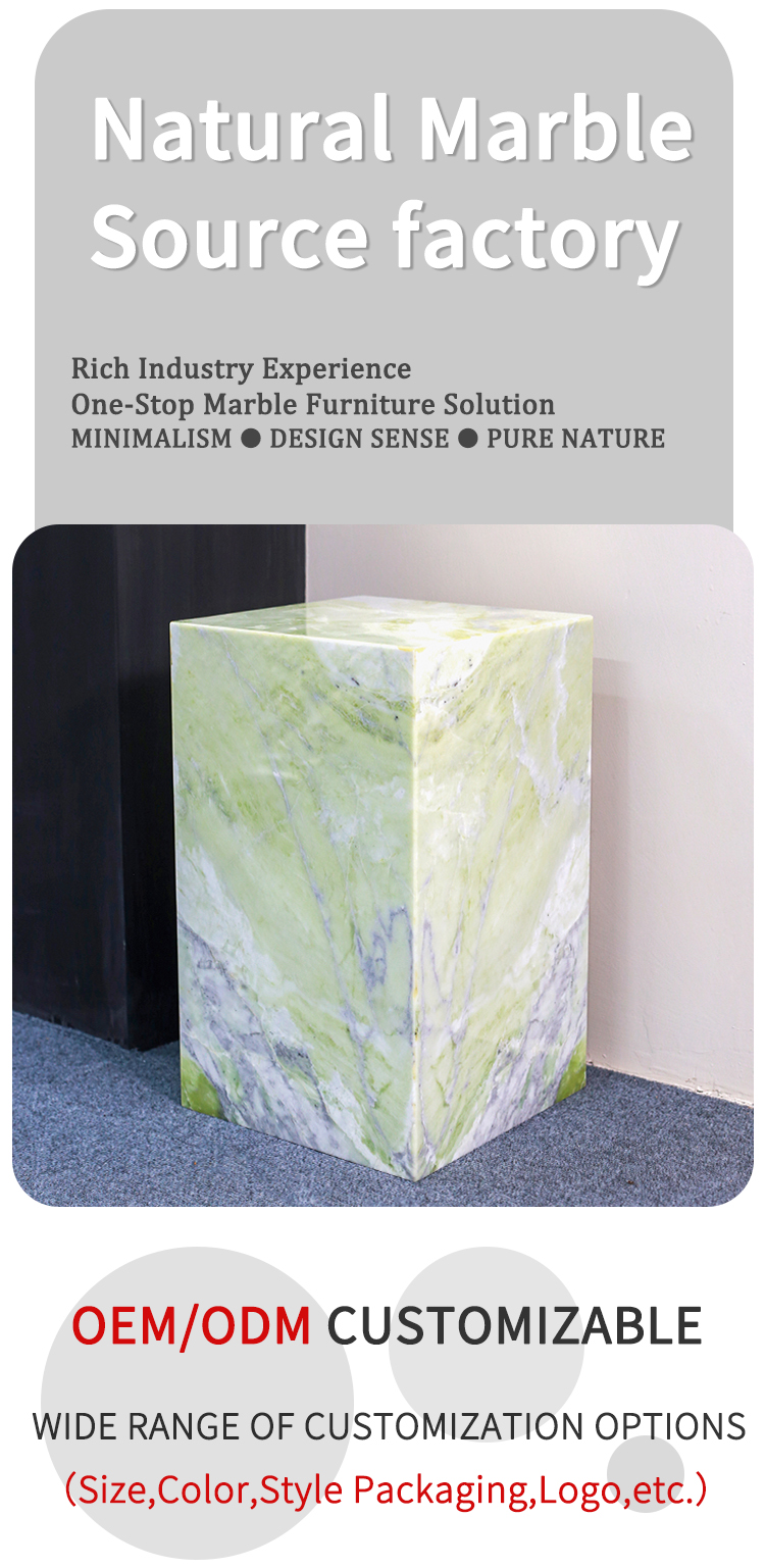 100% Natural Light Fendi Green Marble Stone for Apartment Villa Mansion Hotel Living Room Bed Room Side Table Tea Table with Square Top