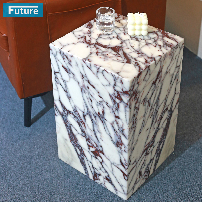 100% Natural Italy Calacatta Viola Marble Stone Side Tea Table for Apartment Villa Mansion Hotel Living Room Bed Rooom Furniture
