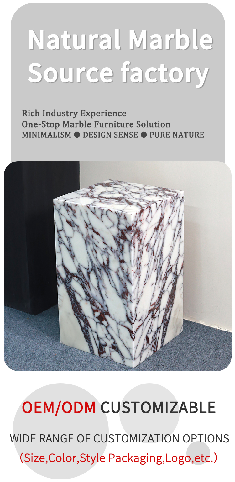 100% Natural Italy Calacatta Viola Marble Stone Side Tea Table for Apartment Villa Mansion Hotel Living Room Bed Rooom Furniture