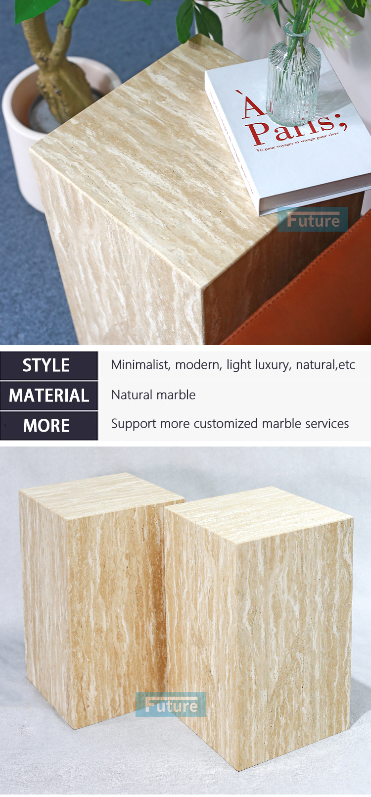 Beige Travertine Side End Table Beige Travertine Side End Table