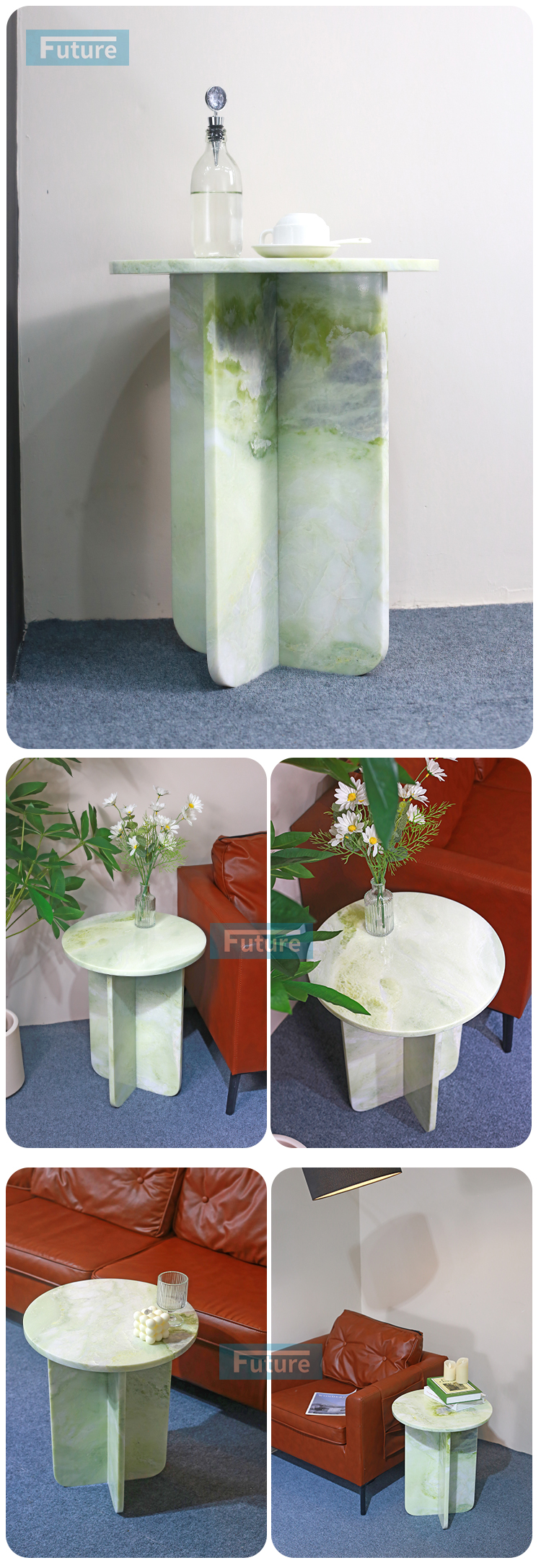 Fendi Green Marble Stone Side Table