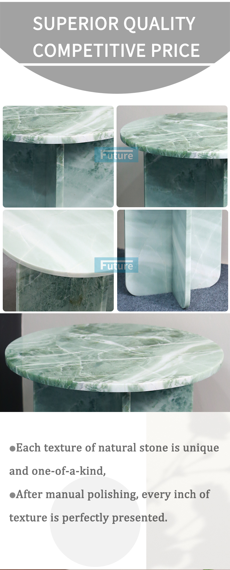 Customize Round Top Modern 100% Natural Sky Blue Marble Stone Side Table for Apartment Villa Mansion Hotel Living Room Bed Rooom Furniture