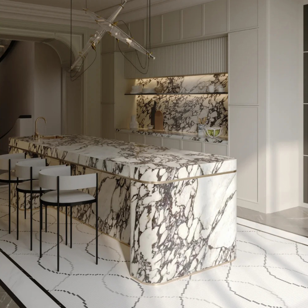 Modern Luxury Style Calactta Viola Marble Flor Staircase Kitchen Island Countertop Wall Panel Home Furniture Bathroom Vanity Bathtub Luxury Furniture House Decoration